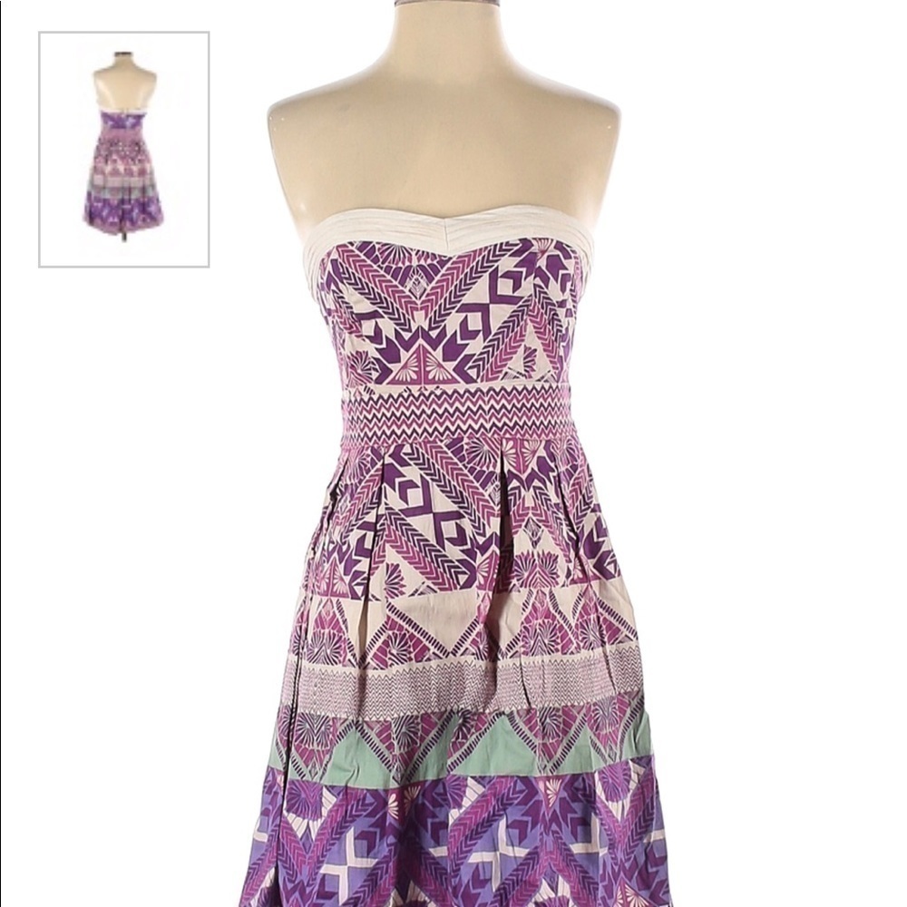 Angie Strapless Dress in Purple and Green